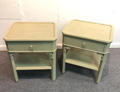 Lot 1140 - A pair of painted Georgian style bedside...