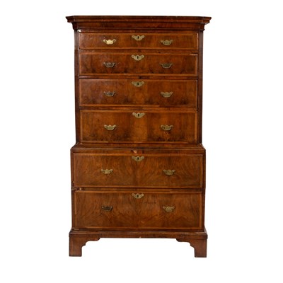 Lot 1151 - A George III walnut and feather banded chest...