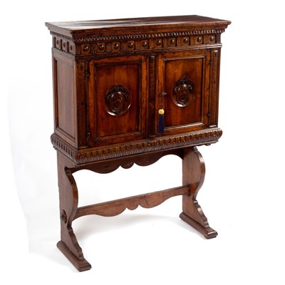 Lot 1158 - A 17th Century style walnut cabinet on stand...