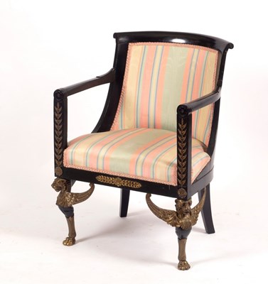 Lot 1166 - An Empire style brass mounted chair