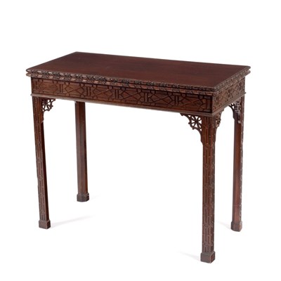 Lot 1177 - A Chinese Chippendale style card table with...