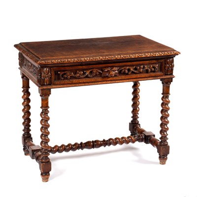 Lot 1181 - An oak side table, the moulded top above a...