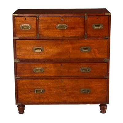 Lot 1182 - A Victorian brass bound campaign chest fitted...