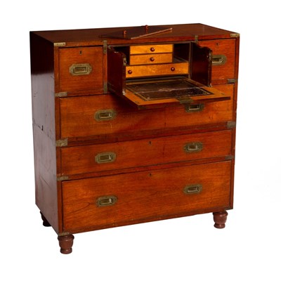 Lot 1182 - A Victorian brass bound campaign chest fitted...