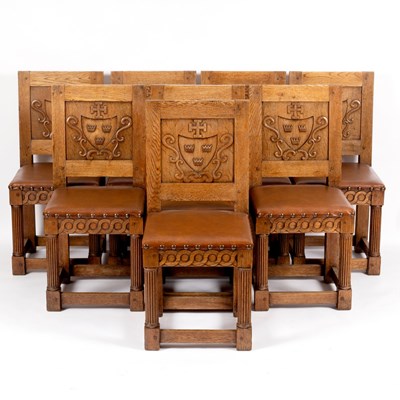 Lot 1184 - A set of eight 17th Century style oak dining...