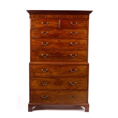 Lot 1188 - A George III mahogany chest on chest, the...