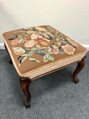 Lot 1198 - A Victorian rosewood framed stool with...