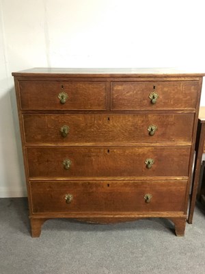 Lot 1204 - A 19th Century oak chest two short over three...