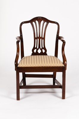 Lot 64 - A mahogany armchair with pierced upright splat...