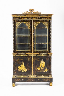 Lot 81 - A fine Regency style black and gold lacquer...