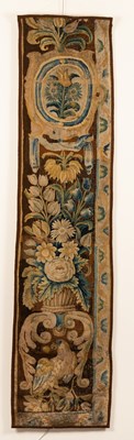 Lot 86 - A Flemish rectangular tapestry fragment, ovals...
