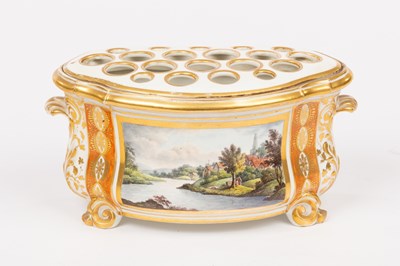 Lot 92 - A Derby topographical bough pot and liner,...