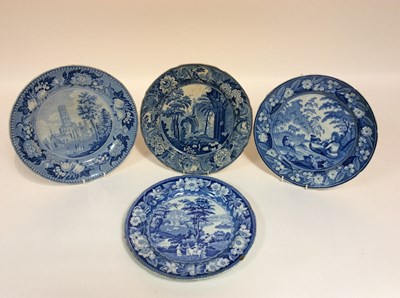 Lot 116 - A Riley's stone china blue and white plate,...