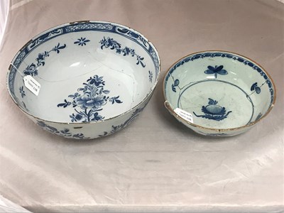 Lot 118 - An English blue and white Delft bowl painted...