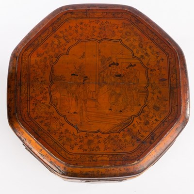 Lot 128 - A late 19th Century Japanese octagonal box,...