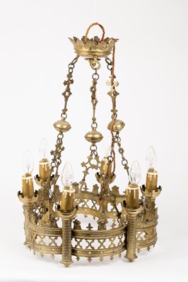 Lot 136 - A Victorian Gothic castellated chandelier, the...