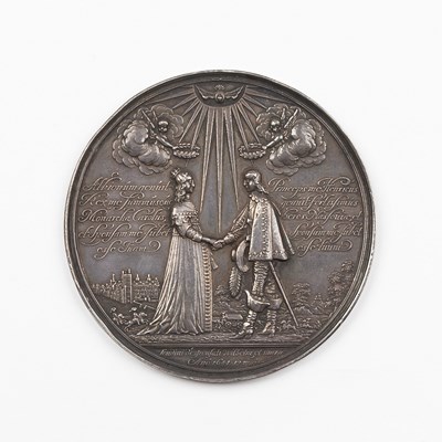 Lot 159 - A silver commemorative medal for the marriage...