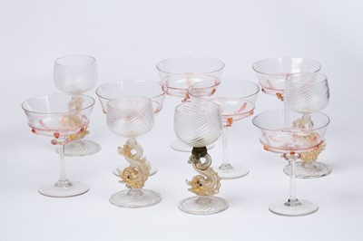 Lot 171 - A set of six Venetian glass champagne coupes...