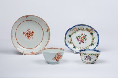 Lot 176 - A Chinese oval tea bowl and saucer with...