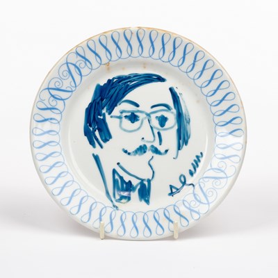 Lot 182 - A plate decorated a portrait of Sir Roy Strong...