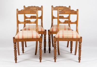 Lot 184 - Four Regency mahogany dining chairs fitted...