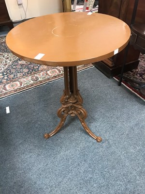 Lot 185 - A circular mahogany table on a Victorian cast...