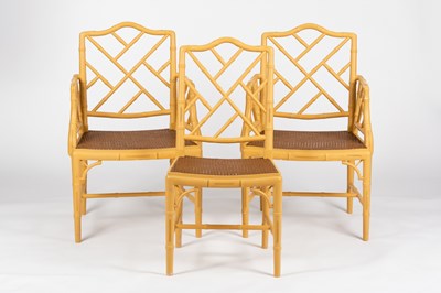 Lot 186 - A pair of conservatory cane seat armchairs and...