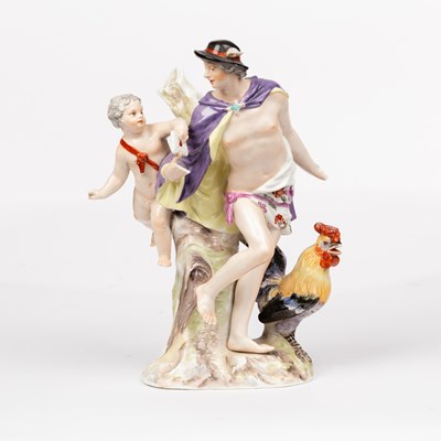 Lot 208 - A Berlin spill vase figure group of Mercury...