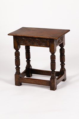 Lot 239 - A small oak joint type stool, on carved...