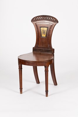 Lot 241 - A William IV mahogany hall chair with carved...