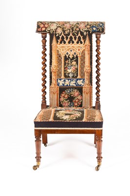 Lot 243 - A Victorian upright prie-dieu chair with...