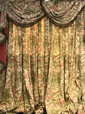 Lot 261 - A pair of curtains with drapes and cornice,...