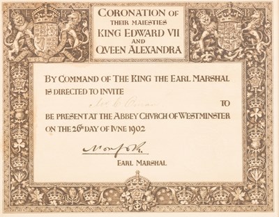 Lot 266 - An Invitation to the Coronation of their...