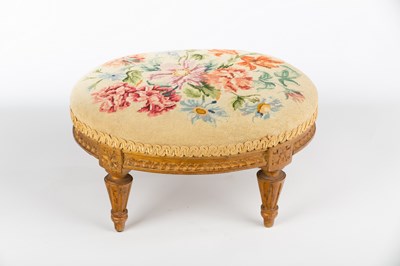 Lot 306 - A Victorian oval footstool on tapered fluted...