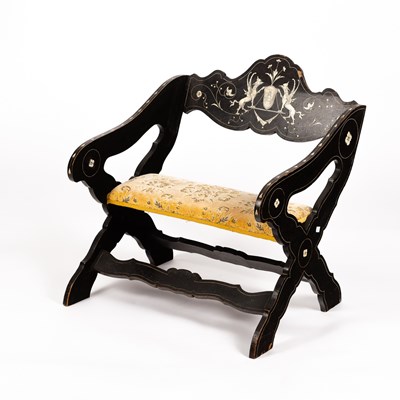 Lot 312 - An Italian Florentine chair, the cresting...