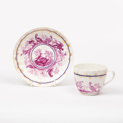 Lot 395 - A Derby cup and saucer, circa 1790, later...