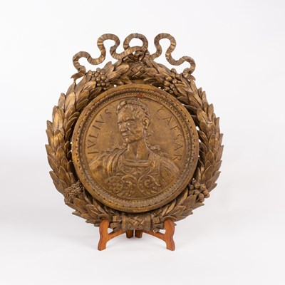 Lot 458 - A gilded decorative plaque of Sir John Gielgud...