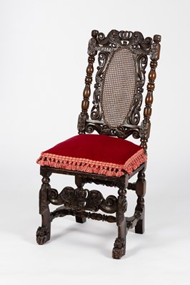 Lot 511 - A single chair of Carolean design with cane...