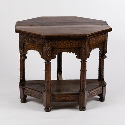 Lot 518 - A late 17th Century oak credence table with...