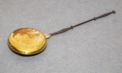 Lot 557 - A Charles II brass warming pan, with engraved...