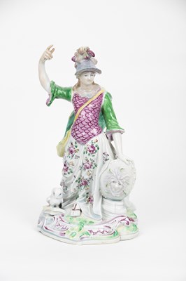 Lot 575 - A Derby figure of Minerva, her right hand held...