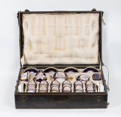 Lot 588 - A Sèvres style cased coffee service, circa...