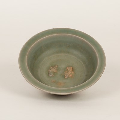 Lot 596 - A Yuan celadon fish dish, 13cm diameter