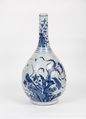 Lot 599 - A 19th Century Chinese blue and white bottle...