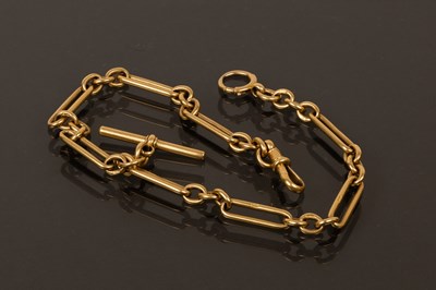 Lot 622 - An 18ct yellow gold double Albert chain, M & M,...