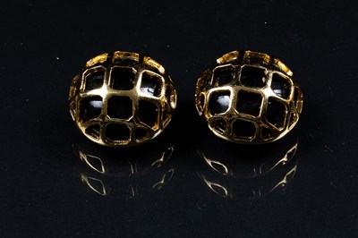 Lot 672 - Lanvin, a pair of vintage black enamel and...