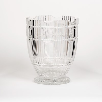 Lot 699 - Style of Orrefors, a large cut crystal vase,...