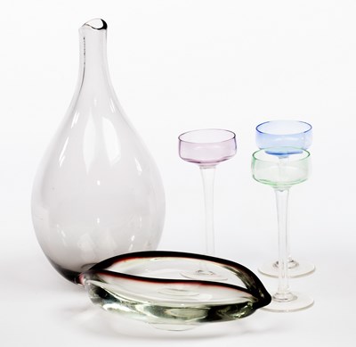 Lot 700 - Style of Orrefors, a smoky glass bottle vase,...