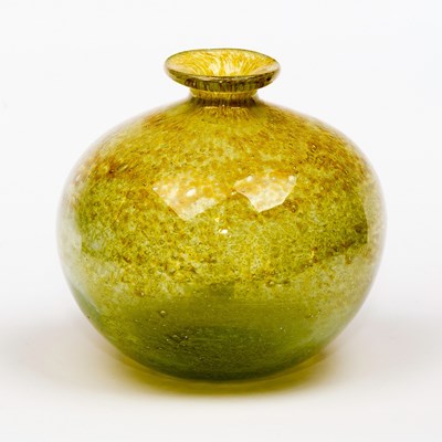 Lot 706 - A yellow art glass vase of globular form, 14cm...