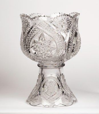 Lot 707 - A large cut crystal glass punch bowl, with...